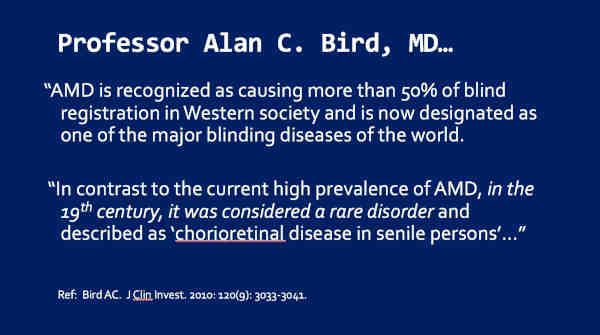 AMD Rare in the 19th Century, per Professor Alan Bird, MD