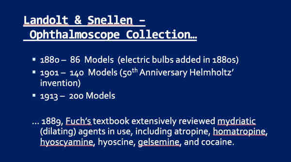 Landolt and Snellen Ophthalmoscope Collection 1880 to 1913
