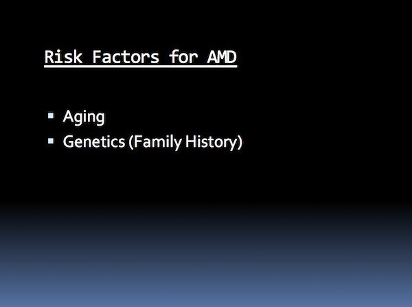 Major conventional ophthalmology belief on risk factors for AMD