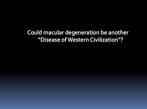 Could age related macular degeneration be another disease of Western civilization? 