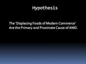 Dr. Chris Knobbe hypothesis for the nutritional basis of age related macular degeneration (AMD): the displacing foods of modern commerce are the primary and proximate cause of AMD