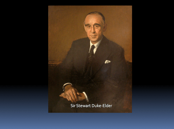 Sir Stewart Duke-Elder, ophthalmologist, London, England