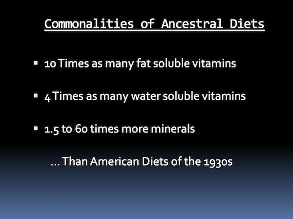 Weston A. Price Nutrition Studies of Vitamin Content of Native, Traditional Diets Compared to Westernized Diets